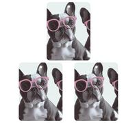 Car Air Freshener French Bulldog Pink Glasses Hanging Aromatherapy Tablets for Men Women 3 Pcs Square