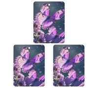 Car Air Freshener Lovely Purple Butterflys Hanging Aromatherapy Tablets for Men Women 3 Pcs Square