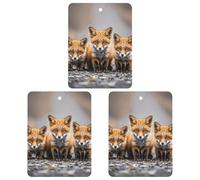 Car Air Freshener Many Foxes Hanging Aromatherapy Tablets for Men Women 3 Pcs Square