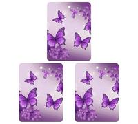 Car Air Freshener Purple Butterflies Hanging Aromatherapy Tablets for Men Women 3 Pcs Square
