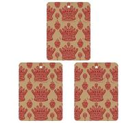 Car Air Freshener Red Crown Hanging Aromatherapy Tablets for Men Women 3 Pcs Square