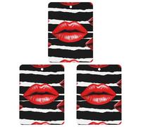 Car Air Freshener Red Lips Kiss Hanging Aromatherapy Tablets for Men Women 3 Pcs Square