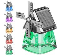 Car Air Freshener Solar Energy Windmill Car Essential Oil Diffuser, Cute Rotating Windmill Aromatherapy Diffuser For Auto Interior Decoration (Green Gardenia)