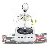 Car Air Freshener - Solar Powered Rotating Ballet Dancer with Austrian Rhinestones | Long Lasting Scented Oil Diffuser & Dashboard Decor | 360° Mirror Polished Ornament for Car Home & Office