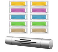 Car Air Freshener, Vent Clip Natural Essential Oil Diffuser with 10 Aromatherapy Sticks 1 Aluminum-alloy Holder, Car Smell Solid Perfume Purifier (Sliver, Various Scents)