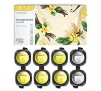Car Air Freshener Vent Clips, 8 Pack, Provides Long-Lasting Scent, Up to 240 Days, Odor Eliminator (Vanilla)
