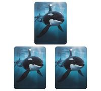 Car Air Fresheners 3 Pack Hanging Fresheners Killer Whale Printed Rearview Mirror Aromatherapy Tablets Interior Bathroom Bedroom Decor Lavender Fragrance