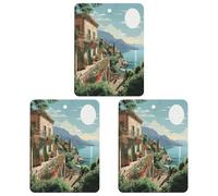 Car Air Fresheners 3 Pack Hanging Fresheners Mediterranean Summer Printed Rearview Mirror Aromatherapy Tablets Interior Bathroom Bedroom Decor Lavender Fragrance