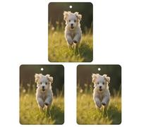Car Air Fresheners 3 Pack Hanging Fresheners Puppy Crossing The Grass Printed Rearview Mirror Aromatherapy Tablets Interior Bathroom Bedroom Decor Lavender Fragrance