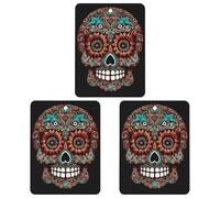 Car Air Fresheners 3 Pack Hanging Fresheners Sugar Skulls Day of The Dead Printed Rearview Mirror Aromatherapy Tablets Interior Bathroom Bedroom Decor Lavender Fragrance