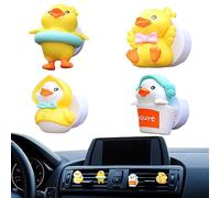Car Air Fresheners, 4pcs Yellow Rubber Duck Car Pilot Vent Perfume Clip, Cartoon Car Diffuser Rotating Propeller Outlet Freshener Aromatherapy Ornament for Women Man