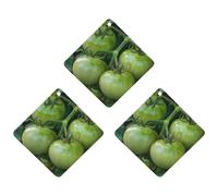 Car Air Fresheners Cards Set of 3 Hanging Scented Cards Car Aromatherapy Tablets Rearview Mirror Pendant Green Tomatoes Image Car Fresheners for Car Interior Bathroom Bedroom Shoe Cabinet