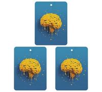 Car Air Fresheners Cards Set of 3 Hanging Scented Cards Car Aromatherapy Tablets Rearview Mirror Pendant Yellow Brain Car Fresheners for Car Interior Bathroom Bedroom Shoe Cabinet