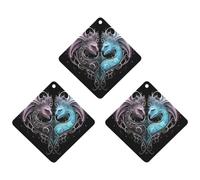 Car Air Fresheners Cards Set of 3 Hanging Scented Cards Car Aromatherapy Tablets Rearview Mirror Pendant Dragon Art Style Car Fresheners for Car Interior Bathroom Bedroom Shoe Cabinet