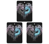 Car Air Fresheners Cards Set of 3 Hanging Scented Cards Car Aromatherapy Tablets Rearview Mirror Pendant Dragon Art Style Car Fresheners for Car Interior Bathroom Bedroom Shoe Cabinet