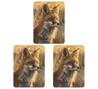 Car Air Fresheners Cards Set of 3 Hanging Scented Cards Car Aromatherapy Tablets Rearview Mirror Pendant Fox in Field Car Fresheners for Car Interior Bathroom Bedroom Shoe Cabinet