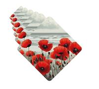 Car Air Fresheners Cards Set of 6 Hanging Scented Cards Car Aromatherapy Tablets Rearview Mirror Pendant Red Poppy Flower Car Fresheners for Car Interior Bathroom Bedroom Shoe Cabinet