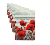 Car Air Fresheners Cards Set of 6 Hanging Scented Cards Car Aromatherapy Tablets Rearview Mirror Pendant Red Poppy Flower Car Fresheners for Car Interior Bathroom Bedroom Shoe Cabinet