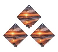 Car Air Fresheners Hanging Air Freshener Beach Sunrise Fragrance Scented Cards Car Aromatherapy Tablets Interior Mirror Pendant for Wardrobe Bathroom Rhombus White