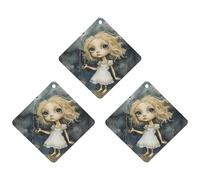 Car Air Fresheners Hanging Air Freshener Blonde Girl with Big Eyes Fragrance Scented Cards Car Aromatherapy Tablets Interior Mirror Pendant for Wardrobe Bathroom Rhombus Gray