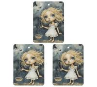 Car Air Fresheners Hanging Air Freshener Blonde Girl with Big Eyes Fragrance Scented Cards Car Aromatherapy Tablets Interior Mirror Pendant for Wardrobe Bathroom Square Gray