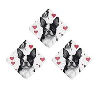 Car Air Fresheners Hanging Air Freshener Boston Terrier Heart Dog Fragrance Scented Cards Car Aromatherapy Tablets Interior Mirror Pendant for Wardrobe Bathroom Rhombus White