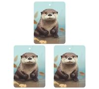Car Air Fresheners Hanging Air Freshener Cute Otter Fragrance Scented Cards Car Aromatherapy Tablets Interior Mirror Pendant for Wardrobe Bathroom Square Gray