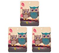 Car Air Fresheners Hanging Air Freshener Cute Owls Fragrance Scented Cards Car Aromatherapy Tablets Interior Mirror Pendant for Wardrobe Bathroom Square White