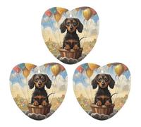 Car Air Fresheners Hanging Air Freshener Dachshund Hot Air Balloon Fragrance Scented Cards Car Aromatherapy Tablets Interior Mirror Pendant for Wardrobe Bathroom Love form Black