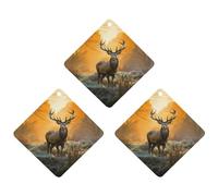 Car Air Fresheners Hanging Air Freshener Deer in The Grass Fragrance Scented Cards Car Aromatherapy Tablets Interior Mirror Pendant for Wardrobe Bathroom Rhombus White