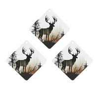 Car Air Fresheners Hanging Air Freshener Deer Silhouette Fragrance Scented Cards Car Aromatherapy Tablets Interior Mirror Pendant for Wardrobe Bathroom Rhombus White