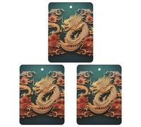 Car Air Fresheners Hanging Air Freshener Dragon Chinese Background Fragrance Scented Cards Car Aromatherapy Tablets Interior Mirror Pendant for Wardrobe Bathroom Square White