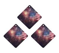 Car Air Fresheners Hanging Air Freshener Firework American Flag 4Th of July Fragrance Scented Cards Car Aromatherapy Tablets Interior Mirror Pendant for Wardrobe Bathroom Rhombus Gray