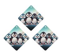 Car Air Fresheners Hanging Air Freshener Five Cute Penguins Fragrance Scented Cards Car Aromatherapy Tablets Interior Mirror Pendant for Wardrobe Bathroom Rhombus White