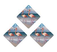 Car Air Fresheners Hanging Air Freshener Flamingo On The Beach Fragrance Scented Cards Car Aromatherapy Tablets Interior Mirror Pendant for Wardrobe Bathroom Rhombus Black