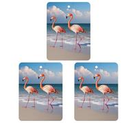Car Air Fresheners Hanging Air Freshener Flamingo On The Beach Fragrance Scented Cards Car Aromatherapy Tablets Interior Mirror Pendant for Wardrobe Bathroom Square Black