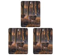 Car Air Fresheners Hanging Air Freshener Nature Wild Animal Deers Fragrance Scented Cards Car Aromatherapy Tablets Interior Mirror Pendant for Wardrobe Bathroom Square White