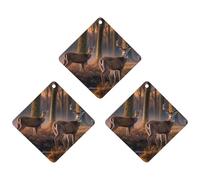 Car Air Fresheners Hanging Air Freshener Nature Wild Animal Deers Fragrance Scented Cards Car Aromatherapy Tablets Interior Mirror Pendant for Wardrobe Bathroom Rhombus Gray