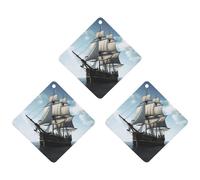 Car Air Fresheners Hanging Air Freshener Old Sailing Ship Fragrance Scented Cards Car Aromatherapy Tablets Interior Mirror Pendant for Wardrobe Bathroom Rhombus White