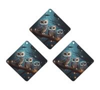 Car Air Fresheners Hanging Air Freshener Owl on Tree Fragrance Scented Cards Car Aromatherapy Tablets Interior Mirror Pendant for Wardrobe Bathroom Rhombus White