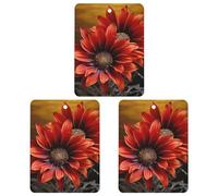 Car Air Fresheners Hanging Air Freshener Red Sunflower Fragrance Scented Cards Car Aromatherapy Tablets Interior Mirror Pendant for Wardrobe Bathroom Square Black
