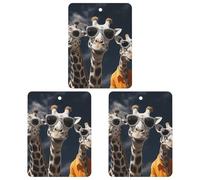 Car Air Fresheners Hanging Air Freshener Three Giraffes Wearing Sunglasses Fragrance Scented Cards Car Aromatherapy Tablets Interior Mirror Pendant for Wardrobe Bathroom Square White