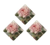 Car Air Fresheners Hanging Air Freshener Vintage Beautiful Rose Fragrance Scented Cards Car Aromatherapy Tablets Interior Mirror Pendant for Wardrobe Bathroom Rhombus Black