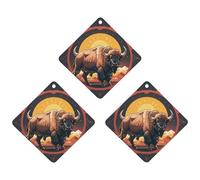 Car Air Fresheners Hanging Air Freshener Wild American Bison Mountains Fragrance Scented Cards Car Aromatherapy Tablets Interior Mirror Pendant for Wardrobe Bathroom Rhombus Gray