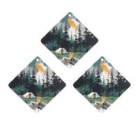 Car Air Fresheners Hanging Air Freshener Wilderness Nature Camping Fragrance Scented Cards Car Aromatherapy Tablets Interior Mirror Pendant for Wardrobe Bathroom Rhombus Black