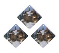 Car Air Fresheners Hanging Air Freshener Wooden Rustic Log Cottage Scenery Fragrance Scented Cards Car Aromatherapy Tablets Interior Mirror Pendant for Wardrobe Bathroom Rhombus White