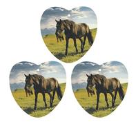Car Air Fresheners Hanging Grazing Wild Horses Printed Long Lasting Car Fragrance Freshie Heart Shape