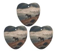 Car Air Fresheners Hanging Horse Grazing on The Mountain Printed Long Lasting Car Fragrance Freshie Heart Shape
