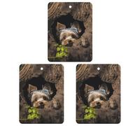 Car Air Fresheners Set of 3 Hanging Air Freshener A Little Yorkshire Terrier Car Aromatherapy Tablets Hanging Fragrance Scented Cards for Rearview Mirror Wardrobe Shoe Cabinet Square Gray