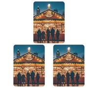 Car Air Fresheners Set of 3 Hanging Air Freshener A Lively Christmas Market Car Aromatherapy Tablets Hanging Fragrance Scented Cards for Rearview Mirror Wardrobe Shoe Cabinet Square Black